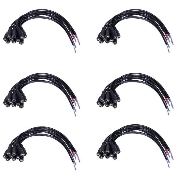 60Pcs 12V DC Power Plug Hembra Jack Plug Cable Conector 5.5X2.1mm con Cable de Cable 15cm para CCTV LED Tira de Luz