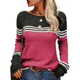 thumbnail image 1 of MKLEKYY Sweaters for Dogs Women's Casual Crew Neck Matching Striped Pullover Sweater, 1 of 5