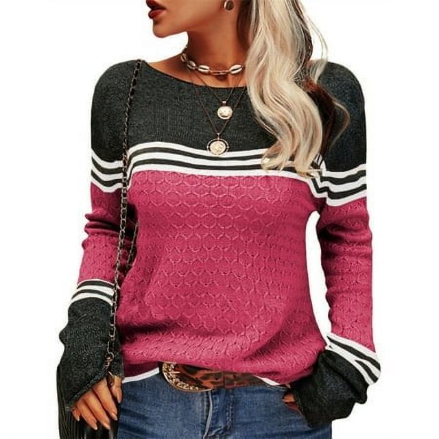 MKLEKYY Sweaters for Dogs Women's Casual Crew Neck Matching Striped Pullover Sweater