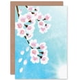 thumbnail image 1 of Cherry Blossom Floral Flower Painting Drawing Greetings Card Plus Envelope Blank inside, 1 of 3