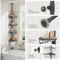 thumbnail image 6 of Upgrade Sturdy Shower Caddy Tension Pole Grey Corner Shower Caddy 18/8 Stainless Steel Rustproof 4 Tier Adjustable Shower Organizer Shower Shelves Shower Storage Rack 32-122inch, 6 of 13