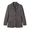 thumbnail image 5 of ClodeEU Women's Faux Suede Notched Lapel Long Sleeve Blazer Jacket,Casual Loose Work Coat ,Women's Plus XL, 5 of 6