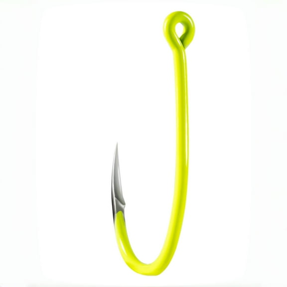 BBBF 20pcs Glow In The Dark Yellow Fishing Hooks - Ultra Piercing High Steel Round Eye Hooks | Corrosion Saltwater & Freshwater Fishing Hooks | Extra Reinforced Fast Penetration Hooks