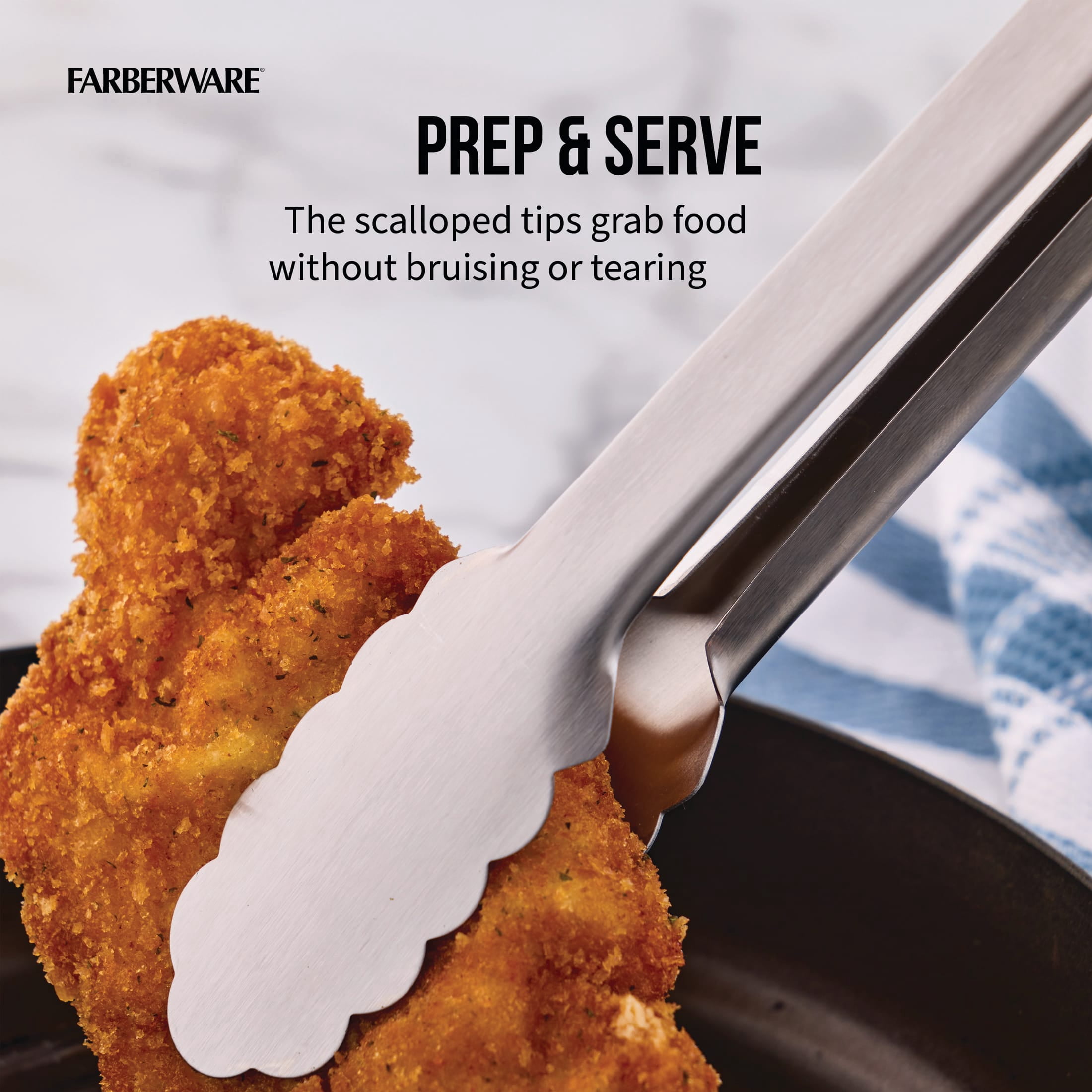 Farberware Professional Stainless Steel Locking Food Tongs, 16 in
