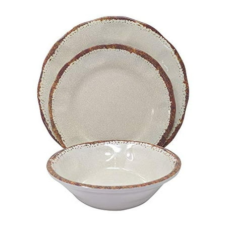 

Gianna s Home 12 Piece Rustic Farmhouse Melamine Dinnerware Set (Ivory)