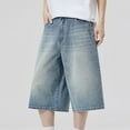 thumbnail image 3 of Kakii Baggy Jean Shorts Men,y2k Jorts Hip Hop, Mens Denim Shorts Loose Fit Vintage Streetwear Summer, 3 of 5