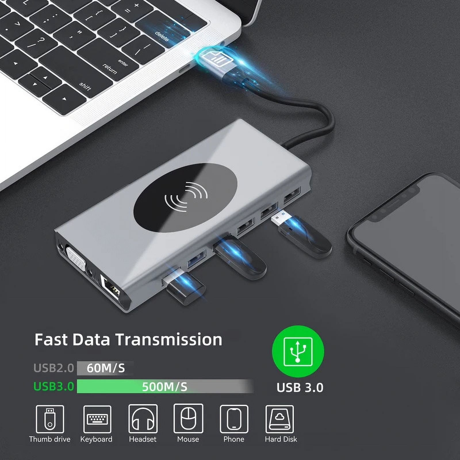 Feylan 13 in 1 USB C 3.0 hub Type-C 4k-hdmi RJ45 Gigabit 14 port adapter PD charge docking station laptop PC USB notebook splitter