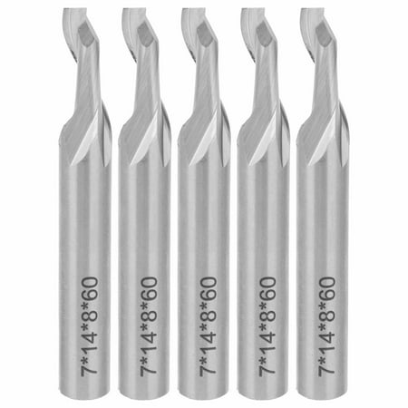 

5Pcs Spiral End Mill 8mm Shank 1Flute CNC Milling Cutter Tool High Speed Steel 8x7x14x60mm