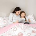 thumbnail image 4 of spefrowx Fashion Princess Bowknot Twin Bedding for Women, Floral Pearl Love Heart Bedding Comforter Set, Pink Reversible, 7 Pieces, 4 of 6