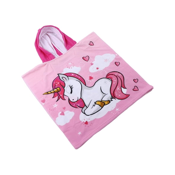 Fugacal Bébé Serviette de Plage, Peignoir de Bain, Serviette à Capuche Enfants Couleurs Vives Confortable Doux Robe de Bain Sans Bouton pour les Filles