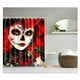 thumbnail image 2 of Cortina de ducha decorativa para baño con 12 ganchos, diseño de calavera Flores del cráneo, 2 of 4