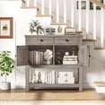 thumbnail image 4 of Homfa Farmhouse Console Table with 2 Drawers& Doors, Sofa Table with Storage Cabinet and Open Shelf for Living Room Entryway, Gray, 4 of 8