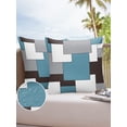 thumbnail image 6 of Pack of 2 Outdoor Pillow Covers, Mid Century Absrtact Geometric Blue Brown Gery Waterproof Square Throw Pillowcase Cushion Decorative Pillow Covers for Couch Patio Tent, 16x16 in, 6 of 6