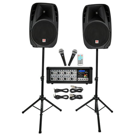 Rockville RPG2X15 Package PA System Mixer/Amp+15
