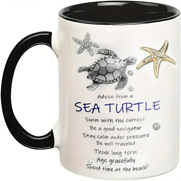 1pc, Funny Mug, Sea Turtle Ceramic Coffee Mugs, Funny Gift, Motivational Gift, Inspirational Birthday Gifts, Party Gift, Holiday Decor, Holiday Gift