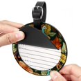 thumbnail image 2 of Thanksgiving Turkey Leaves 2pcs PU Leather Round Bag Tags with Privacy Cover and Name ID Tag - Suitcase Tags for Travel Luggage, Handbags, Backpacks, School Bags, 2 of 6