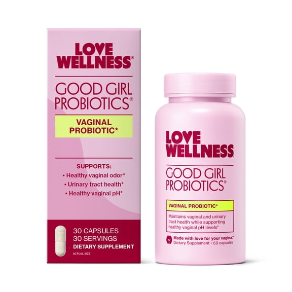 Love Wellness Good Girl Probiotics, Vaginal Probiotics for Women, pH Balance & Odor Support, 30 Capsules