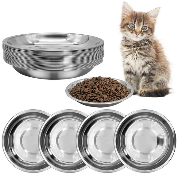 Comederos para Mascotas kathson Poco Profundos de Acero Inoxidable 24 Piezas para Gatos y Perros
