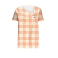 thumbnail image 3 of Women's Tee Shirts Plaid Printed Short Sleeve V Neck Button Blouse T-Shirt Sports Dailywear T-Shirt, 3 of 3