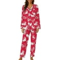 thumbnail image 2 of YTCAMLO Valentines Womens Cute Love Heart Printed Pajamas Set Casual Long Sleeve Button Down Sleepwear Soft Baggy Pjs Set Loungewear, Red2 XL, 2 of 6
