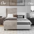thumbnail image 3 of High Headboard Queen Size Corduroy Bed Frame with Vertical Stripe Wingback and High Footboard, Platform Bed with Wooden Bed Frame and Metal Legs (Taupe), 3 of 8