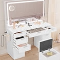 thumbnail image 5 of Dextrus Elegant Vanity Desk Set with Large LED Mirror & Power Outlet - Makeup Vanity with 11 Drawers and Magnifying Glass, 46" Vanity with Storage Bench for Bedroom, White, 5 of 5