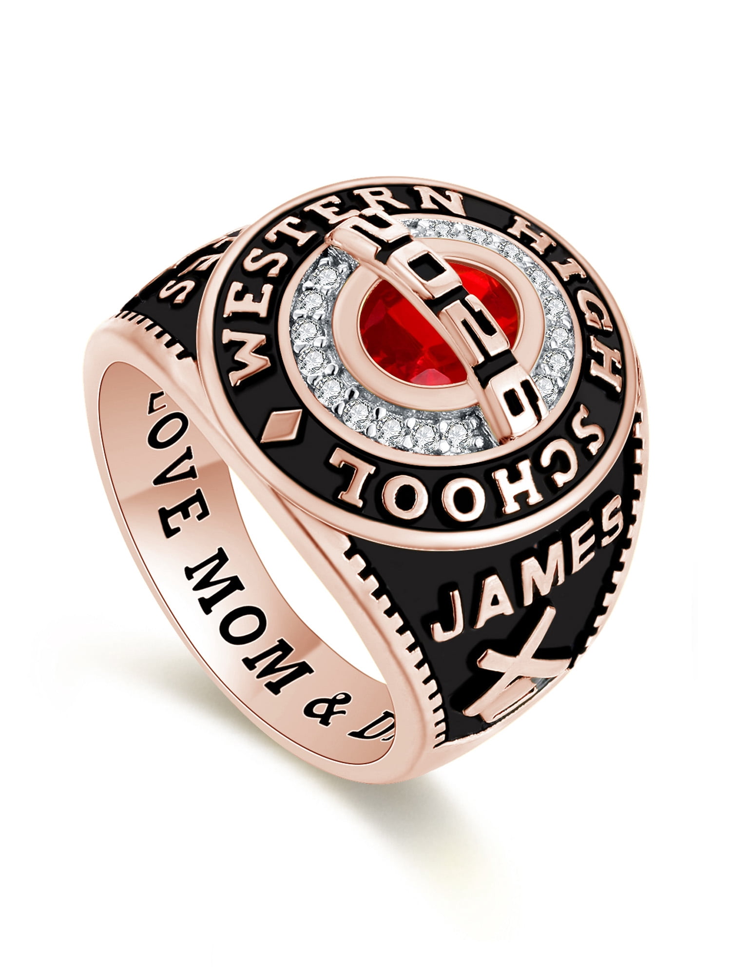 Mementos Sterling Silver or 10KT Gold Customized Men Class Ring for High School College University