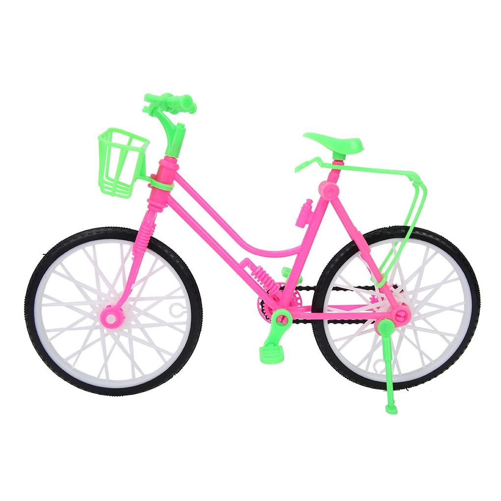 Pink Detachable Bike Bicycle With Basket For  Doll House Toy Accessor Fs 