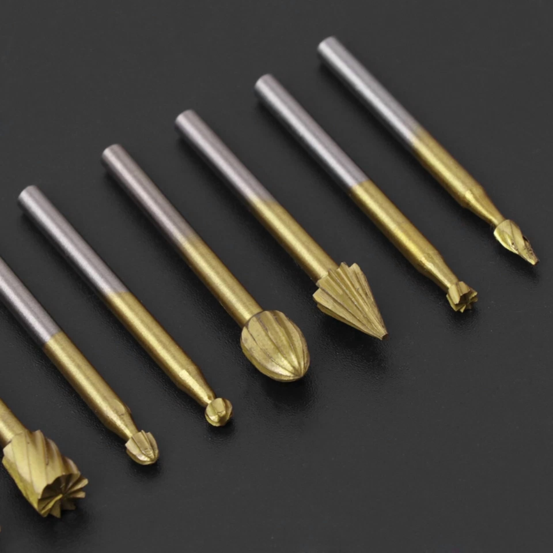 CIRCLE- 10X Tungsten Carbide Rotary Burr Set Grinder Bit 1/8" Shank Dremel Rotary Tool /