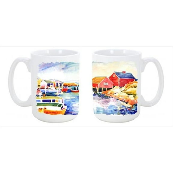 Boats at Harbour with a view Dishwasher Safe Microwavable Ceramic Coffee Mug 15 oz.
