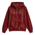 thumbnail image 2 of Vixolx Casual Solid Hoodies for Women Drawstring Fleece Hooded Sweatshirt with Kangaroo Pocket Fall Winter Long Sleeve Pullover, 2 of 7