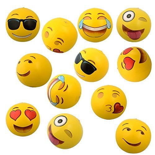 9 Yellow Smile Face Inflatable Beach Balls Pool Beachball Ocean 15" Smiley for sale online 