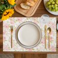 thumbnail image 4 of Pink Flowers Placemats Set of 4, Country Botanical Floral Leaves Romantic Placemats for Dining Table, Place Mats for Kitchen Tabletop, Waterproof Wipeable Dining Table Mats Set, 4 of 9