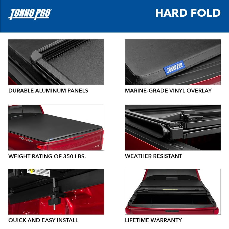 Tonno Pro | Hard Fold, Hard Folding Truck Bed Tonneau Cover | HF-160 | Fits  1974 - 1983 Chevy/GMC Silverado/Sierra 1500 C/K 6' 6