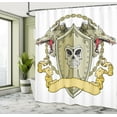 thumbnail image 5 of Ambesonne Yellow Shower Curtain, Shield Dragon Medieval, 69"Wx84"L, Yellow White, 5 of 5