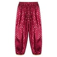 thumbnail image 4 of Aislor Girls Metallic Floral Printed Satin Harem Pant Elastic Waist Kids Patiala Dhoti Salwar Pants Burgundy 8, 4 of 7