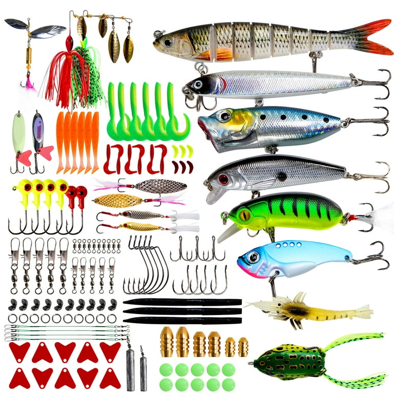 Fishing Tackle Kit Saltwater Bait Box for Trout Bass Accessories Set  Including Jigs Soft Plastic Lures Spoon Frog Baits Fishing Hooks