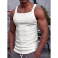 thumbnail image 5 of Men's Square Neck Ribbed Slim Fit Sports Tank Top White M, 5 of 10