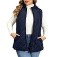 thumbnail image 7 of Plus Size Vest for Women Baeitkot Lightweight Quilted Zip Front Sleeveless Jacket with Pockets Casual Streetwear Navy XXXL, 7 of 7