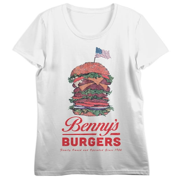 Stranger Things Benny's Burgers Tee - White Short Sleeve T-Shirt-Large