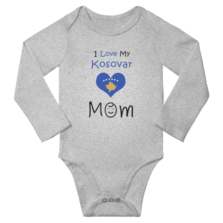 

I Love My Kosovar Mom Baby Long Slevve Bodysuit Outfits (Gray 6-12 Months)