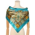 thumbnail image 2 of INSPIRE CHIC Mujeres Bufanda Cuadrada de Satén 35" Gran Pañuelo Paisley Simétrico para el Cabello, Envoltura para Dormir, Bandanas 90x90cm Azul Cielo Profundo, 2 of 6