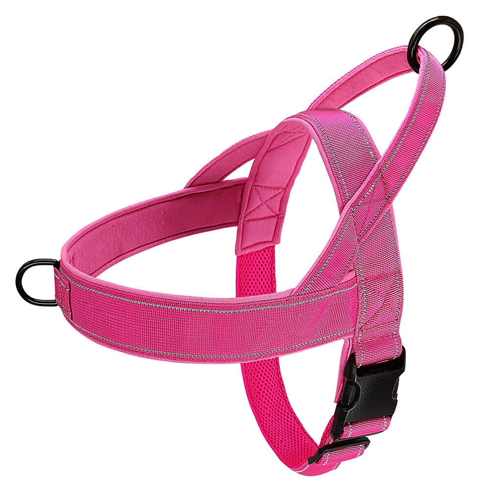 Didog Nylon No Pull Pet Dog Harness Reflective Front Clip Pet Walking Vest with Handle Black/Hot Pink/Brown/Green  For Medium Large Dogs