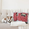 thumbnail image 4 of Ambesonne Pug Throw Pillow Cover 2 Pack, Valentines Inspired Dog, 18", Red Black Pale Brown, 4 of 7