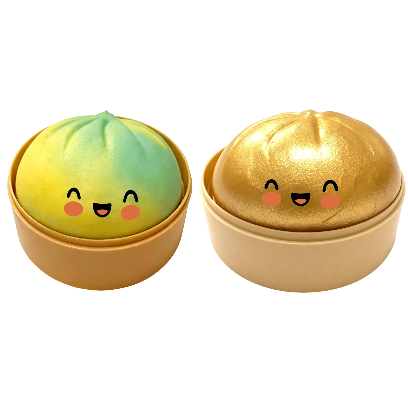 Glitter Colorful Dumpling Squishy, Cute Squishy Dumpling Large with Steamer, Squishy Dumpling Doll with Cute Expressions, Silicone Bun Sensory Fidget Dolls, Hand Pinching Decompression Dolls