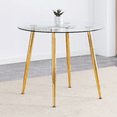 thumbnail image 3 of Round Glass Dining Table - 36" Gold Metal Legs, Modern Kitchen/Living Room Table, Clear Top. Elegant Design, Easy Assembly, Stylish Home Decor., 3 of 16