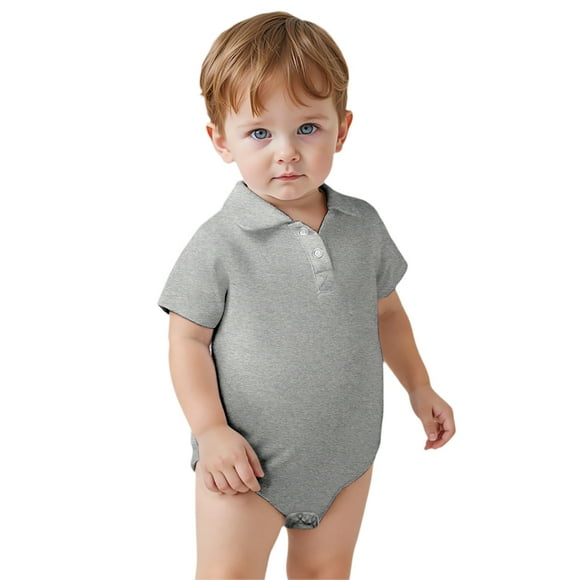 Girls Romper Solid Color Short Sleeve Romper Beach School Party Toddler Clothes Newborn Onesies Dark Gray 9 Months-12 Months