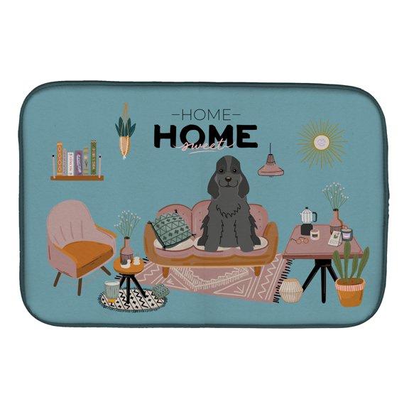 Black Cocker Spaniel Sweet Home Dish Drying Mat