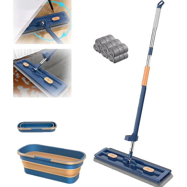 Trapeador Streamlinem, Trapeador Strealinem, Trapeador aerodinámico con 6 almohadillas de microfibra, Trapeador plano grande de estilo actualizado 2024, Trapeador giratorio 360 para polvo, sin lavado