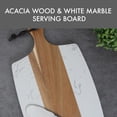 thumbnail image 4 of Dexas White Marble and Acacia Wood Charcuterie Board – 15.75 x 8.5 Serving Platter – Cheese, Meat & Appetizer Tray for Entertaining, 4 of 6